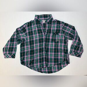 Victoria’s Secret Women’s XL Green Pink Plaid Loose Pajama Shirt